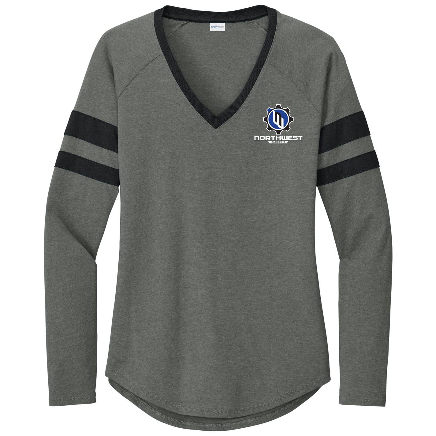 Sport-Tek Women's Halftime Stripe Long Sleeve V-Neck Tee