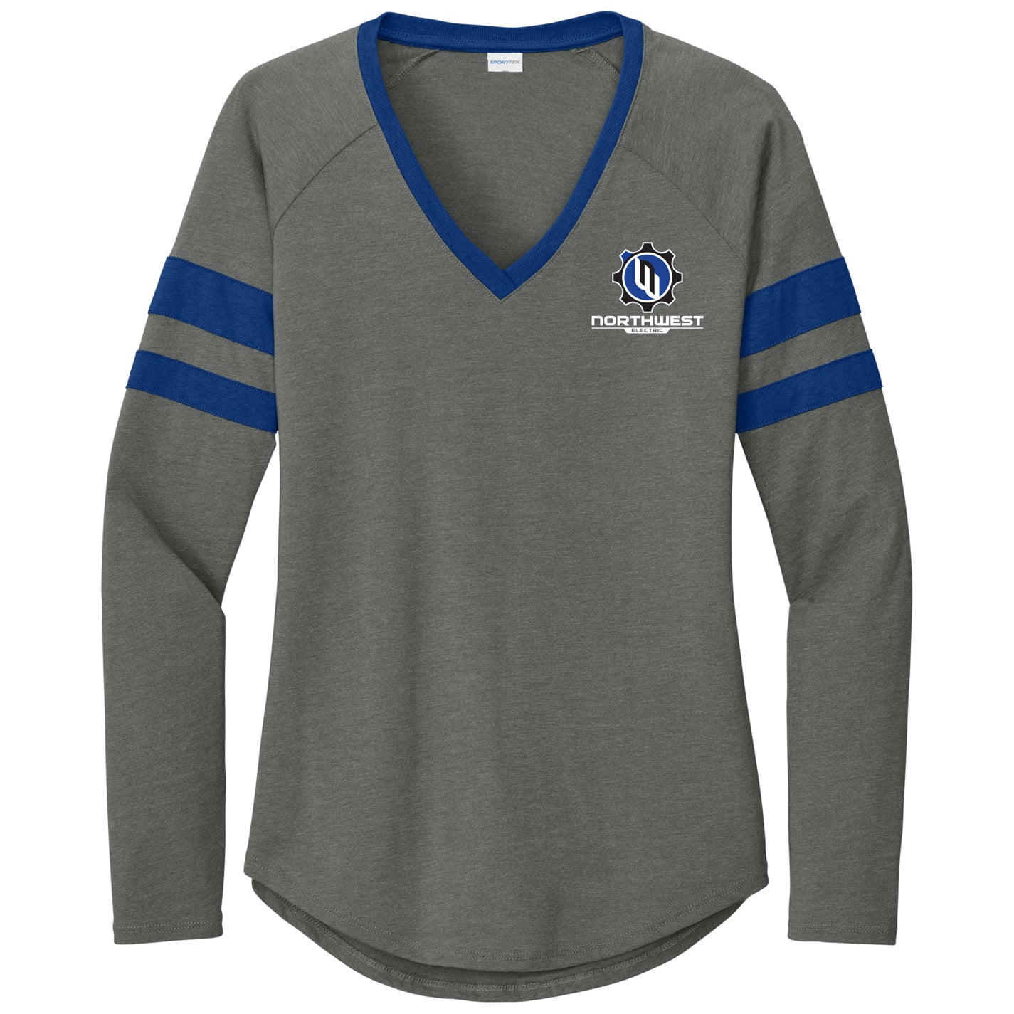 Sport-Tek Women's Halftime Stripe Long Sleeve V-Neck Tee