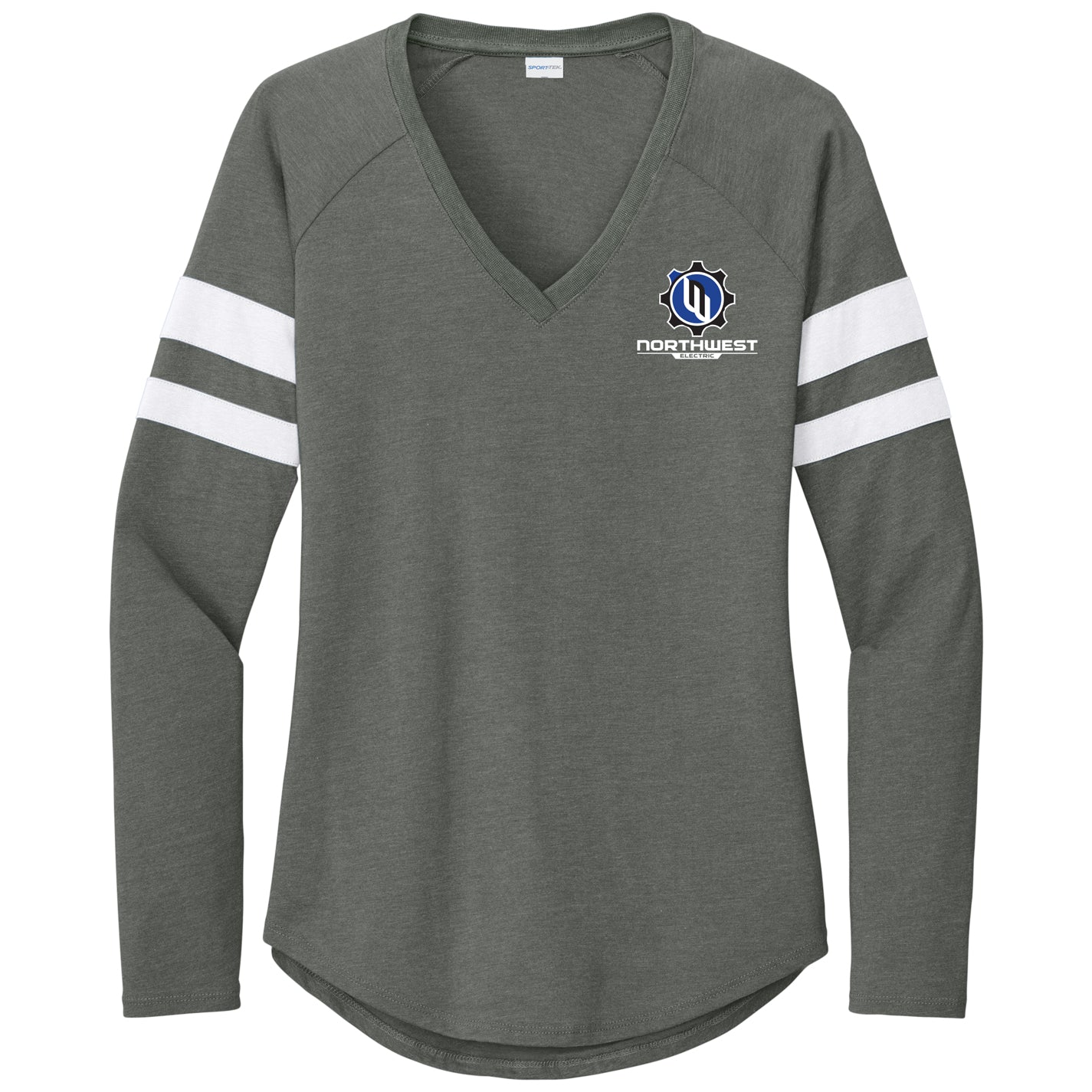 Sport-Tek Women's Halftime Stripe Long Sleeve V-Neck Tee